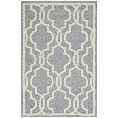 Cannen Geometric Wool Silver/Ivory Area Rug