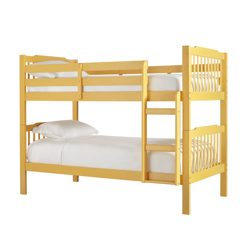 Mulli Kids Twin Over Twin Bunk Bed, Yellow