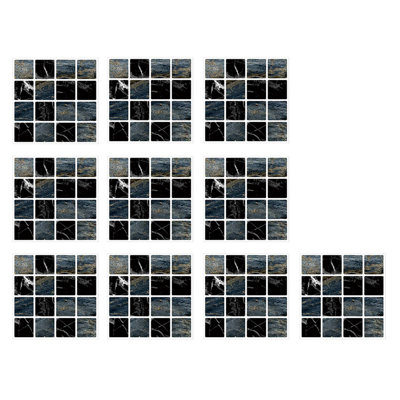 10 pièces de 6 x 6 pouces / 15 cm x 15 cm chacune, autocollants décoratifs à carreaux autocollants, autocollants muraux en vinyle à dosseret mosaïque 6D pour la décoration de la salle de bain; vert foncé et noir