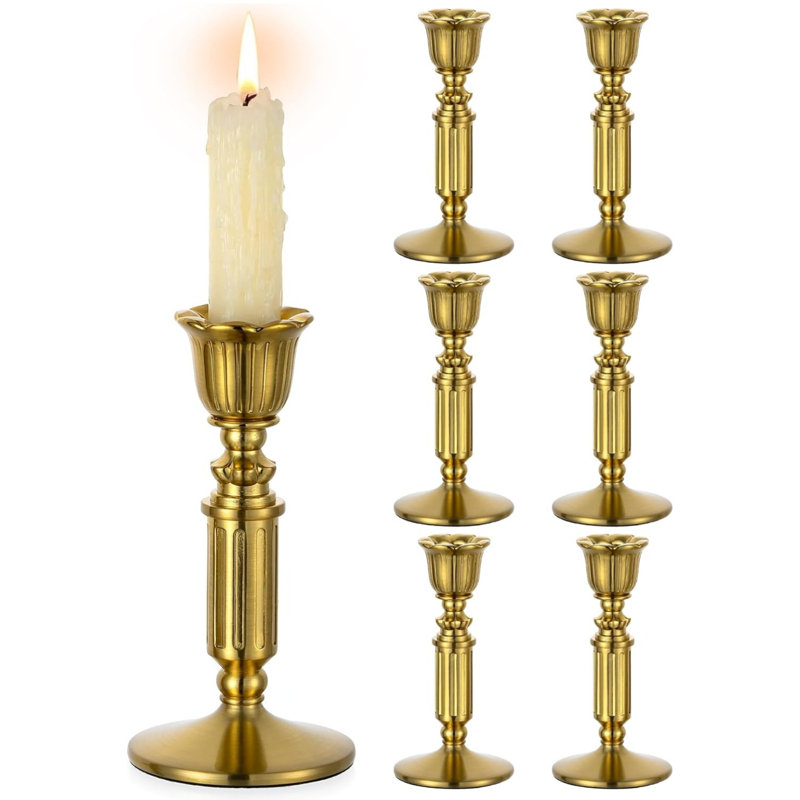 Bougeoirs 5,5 po en laiton doré, ensemble de 6