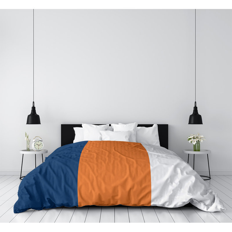 Édredon simple réversible Baltimore Baseball, Édredon simple, Bleu marine / orange / blanc
