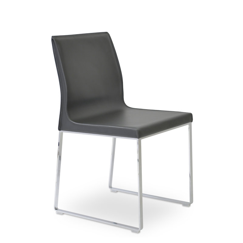 Polo Sled Side Chair, Chrome, Dark Gray