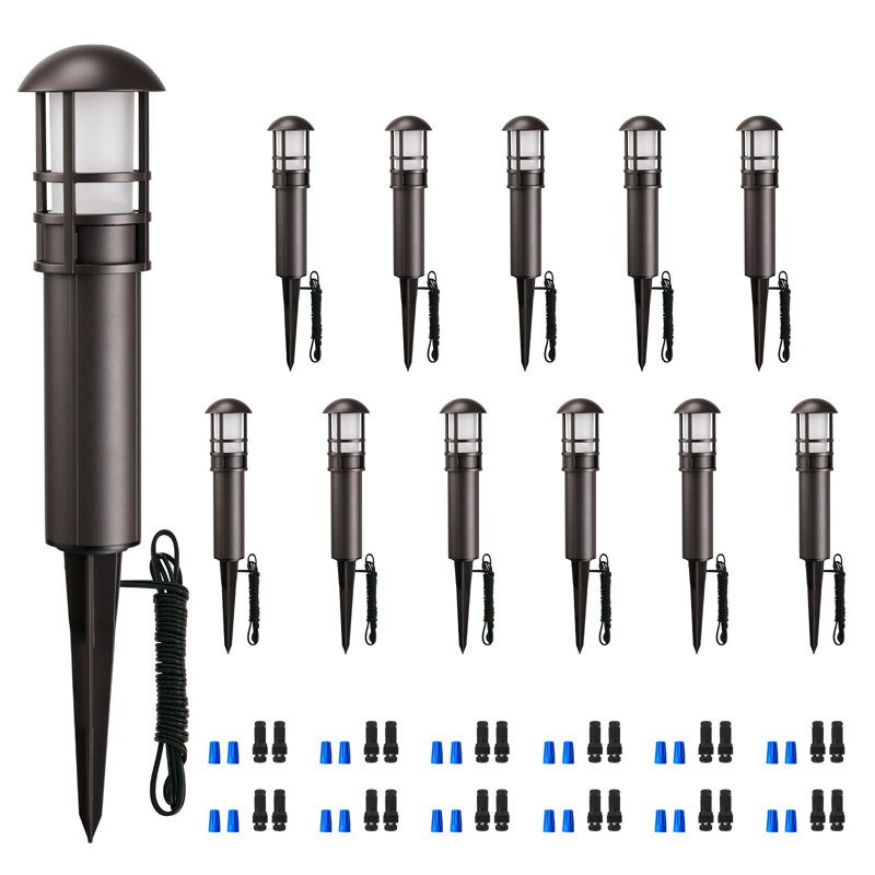 12PK LED Pathway Lights, Low Voltage Landscape Lighting for Outdoor Garden, Path, Yard - Waterproof, 5-Year Warranty