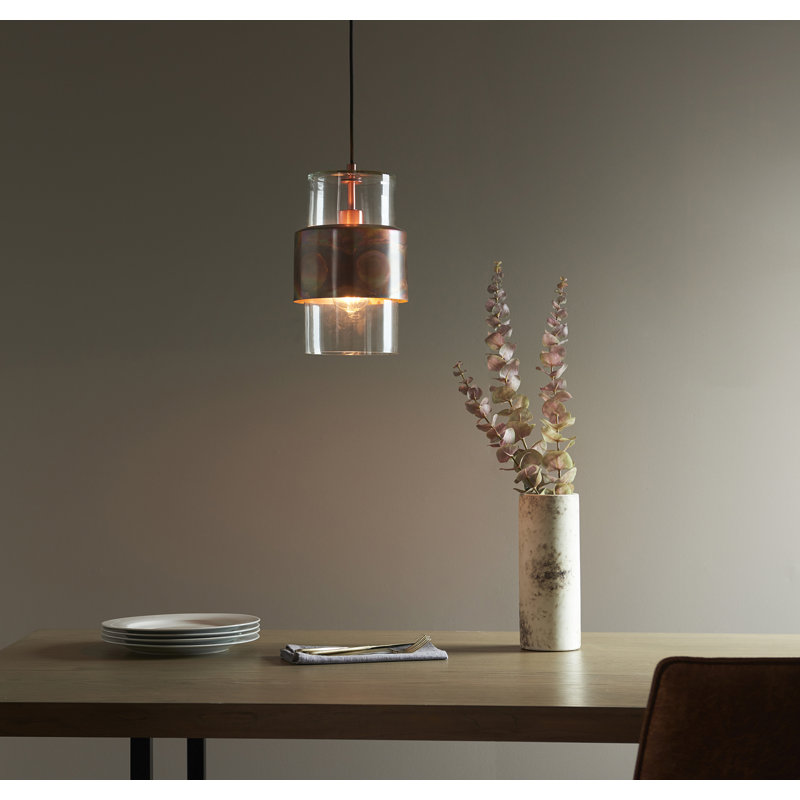 Alzahraa 1 - Light Cylinder Pendant, Clear, Copper Patina