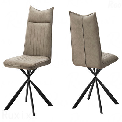 Dining Accent Chair - Set For Outdoor Patios Of 2, Side, Upholstered, Kitchen, Dining Room, Brown Fabric Upholstered, Black Metal, Contemporary, Modern Style