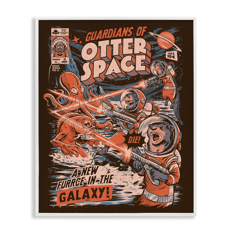 Gardiens de l'espace de loutre, estampe numérique rétro, design par EduEly Designs, H 20 po x l 16 po