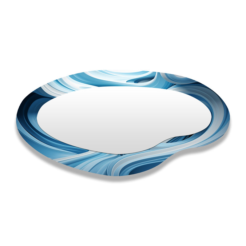 Op Art Blue Focus II - formes asymétriques Op Art - grand miroir mural moderne