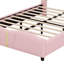 Lit double avec tête de lit et pied de lit papillon, lit plateforme tapissier en similicuir avec décor en métal doré-383503804