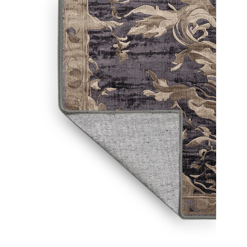 Tapis gris lavable à la machine, Rectangle 6 pi x 9 pi