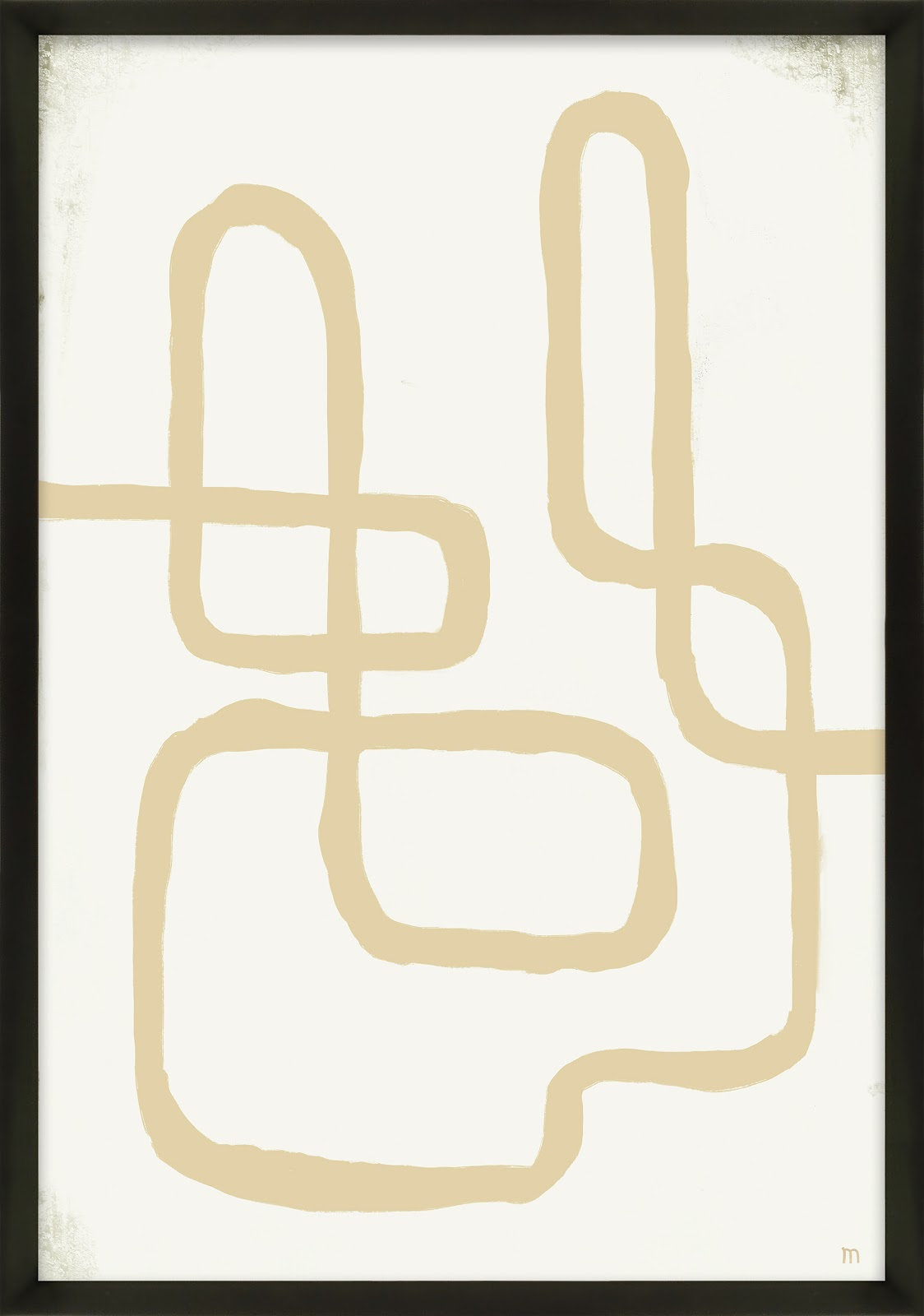 Line Works In White 1 by StudioM, Black Framed Paper, 50" H x 35" W x 1.25" D