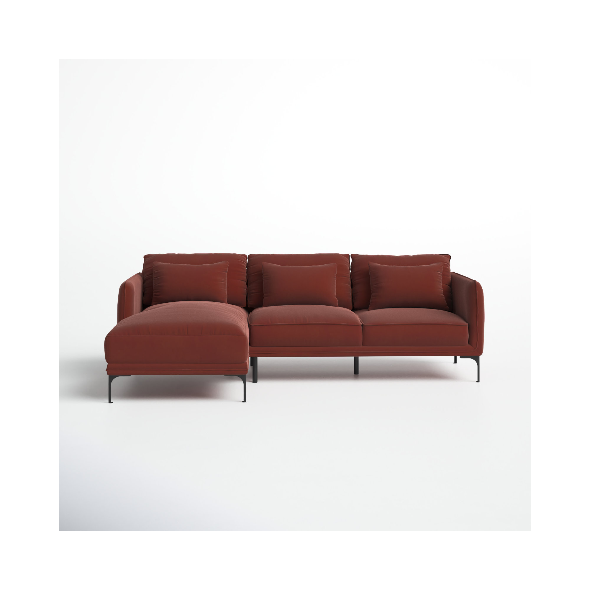 Rae Upholstered Chaise L-Sectional, Left Hand Facing, Cinnamon Cotton Blend