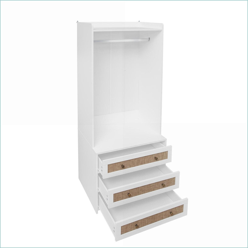 Commodes et amp; Garde-robe, armoire blanche minimaliste à 3 tiroirs Tige suspendue | Blanc | Panneau de particules et panneau de fibres à densité moyenne