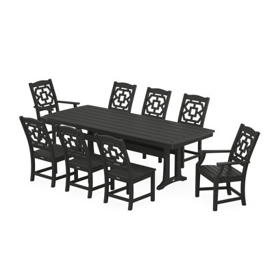 Martha Stewart by POLYWOOD Chinoiserie 9-Piece Dining Set with Trestle Legs