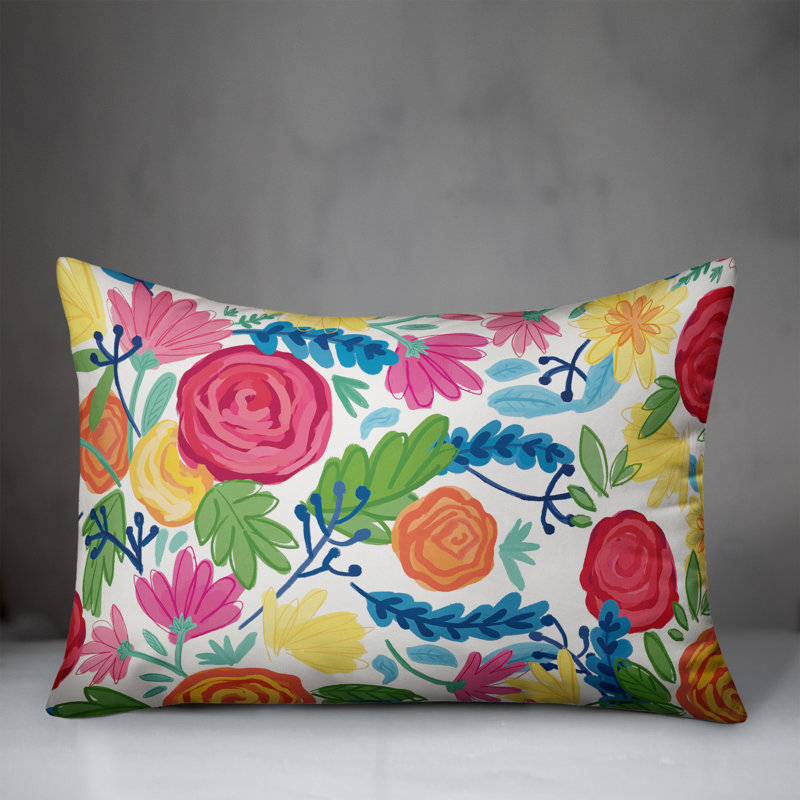 Housse de coussin rectangulaire d'extérieur 12 pièces Bright Flowers, Rose