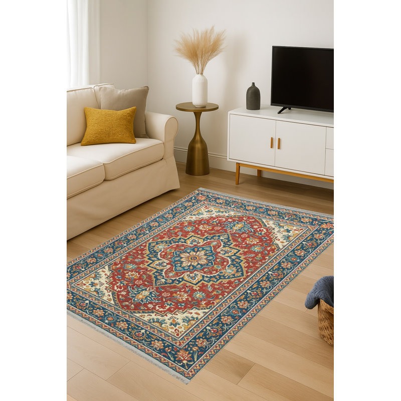 Tapis tissé vert Mosso, 4'7" x 6'7"