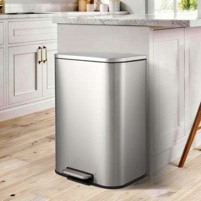 13.0 Gallon Stainless Steel Step Trash Can with Soft-Close Lid