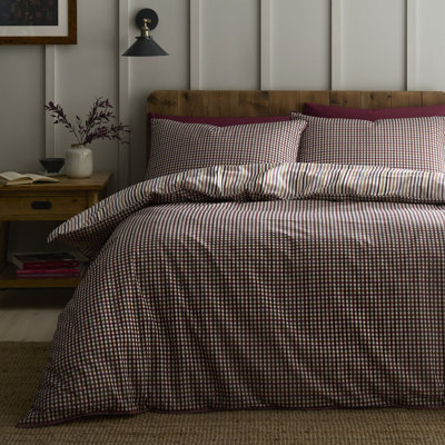 Micro Check Cotton Striped Duvet Cover Set