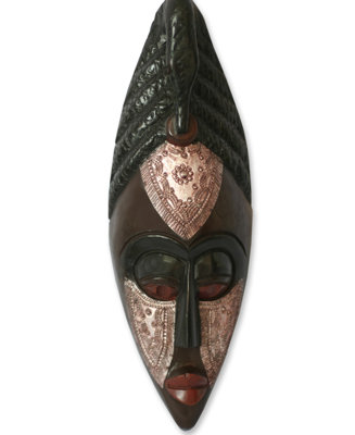 Décoration murale masque de bois africain Dagbon Chief