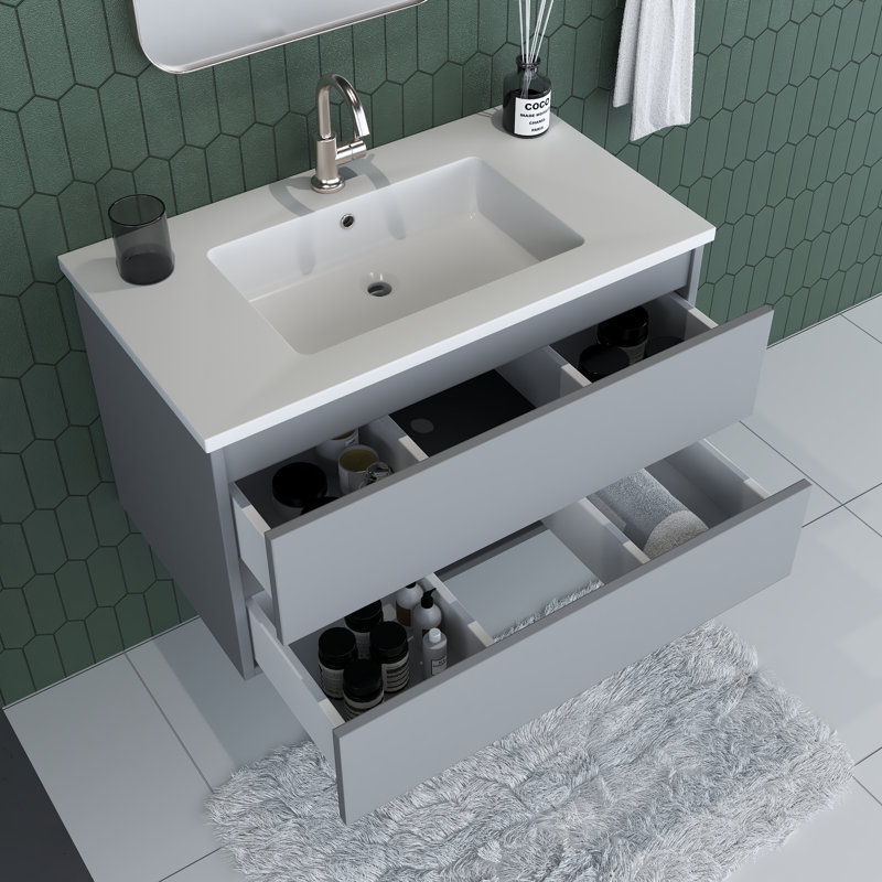 Salt 36'' Single Bathroom Vanity with Resin Top, Gray