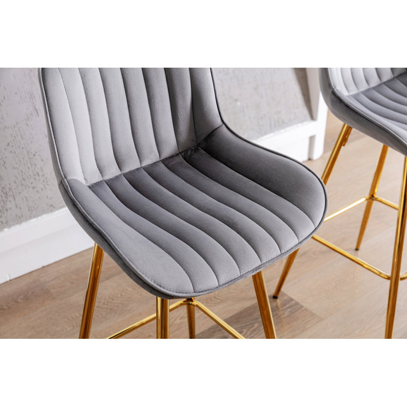 Deux tabourets de bar, tabourets de cuisine avec pieds en métal, tabouret de bar moderne pour la maison, Gris