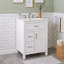 Meuble-lavabo autoportant avec lavabo en céramique, tiroir rabattable, 2 tiroirs de rangement, tablette réglable et support de porte-1275576852