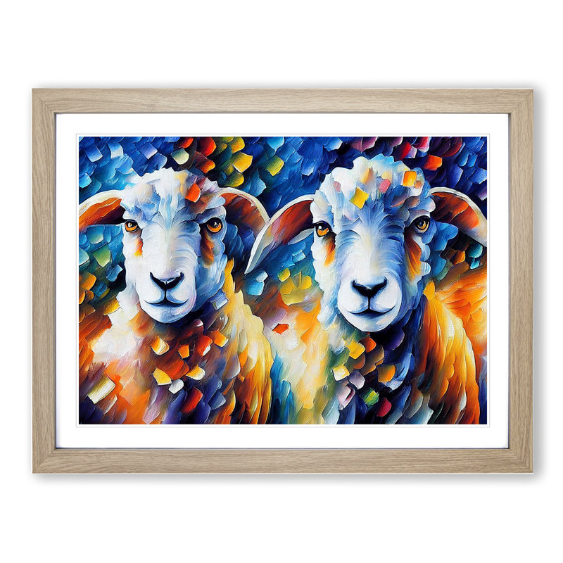 Sheep Vol.2 Abstract - Framed Print, 46cm H x 64cm W x 2cm D, Oak