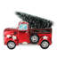 Décoration de Noël 8,25 po camion rouge rétro transportant un arbre givré