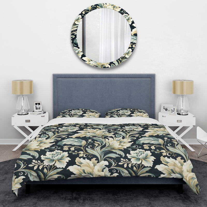 Ensemble de housse de couette vert et blanc, Housse de couette simple + 1 taie décorative stan