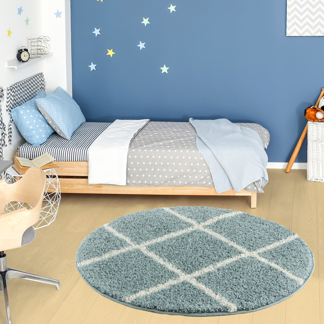 Rackhams Blue Moroccan Duck Egg Shaggy Rug | 550 - Ø 120 Cm - Image 3