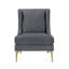Fauteuil d'appoint à oreilles moderne en chenille gris foncé avec pieds en métal doré et dossier cousu à losanges-134541546