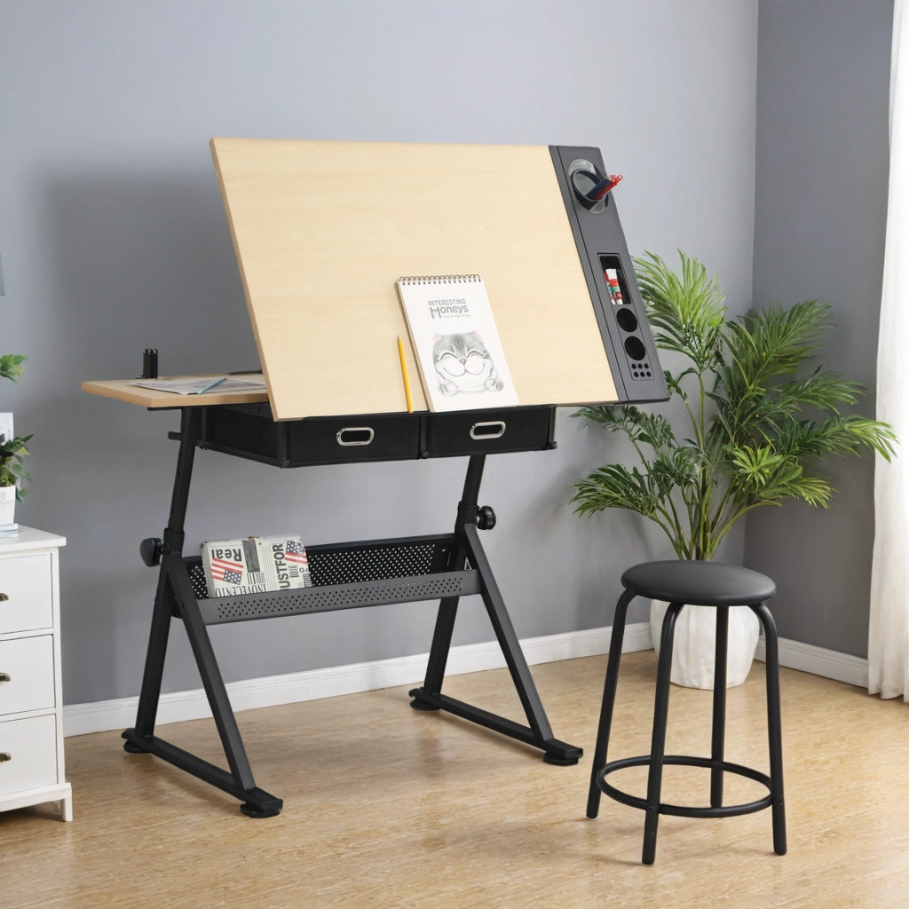 17 Stories Multifunctional Drawer Desk With Storage And Adjustable ...