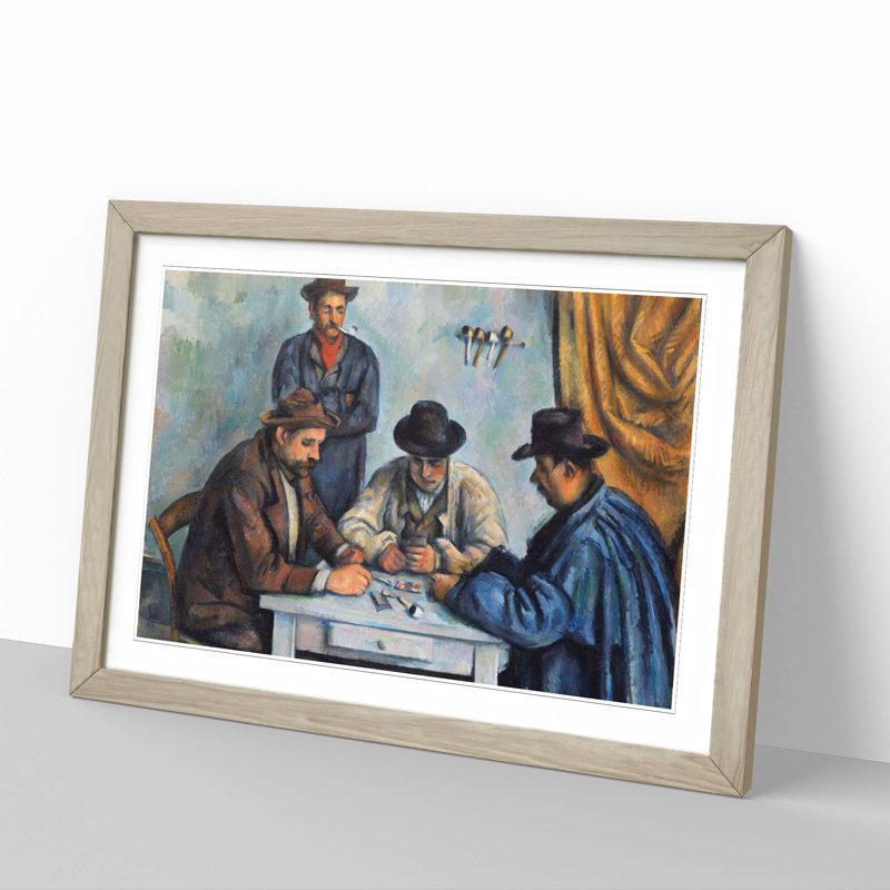 The Card Players Vol.1 by Paul Cezanne - Framed Print, 27cm H x 36cm W x 2cm D, Oak Framed