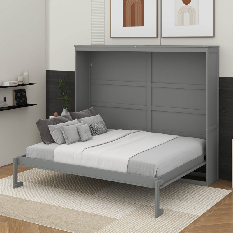 Murphy Bed Wall Bed, Gray, Queen