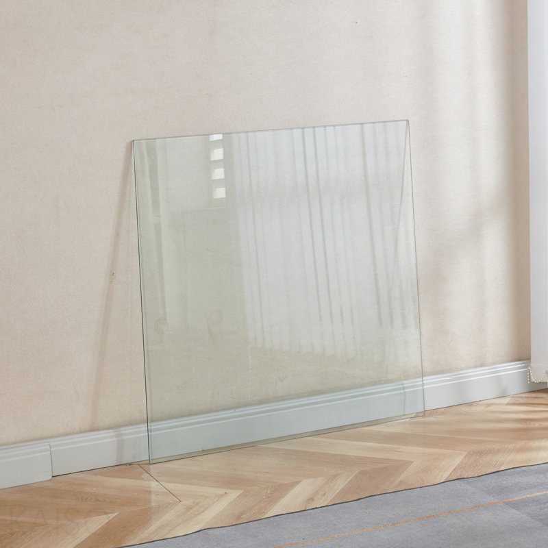 Plateau en verre trempé transparent carré de 80 cm