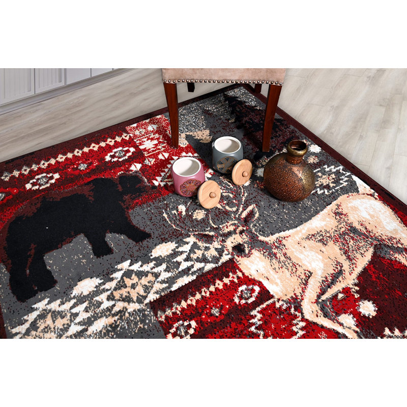 Tapis gris / rouge Artibrannan, Tapis de couloir 2 pi x 8 pi