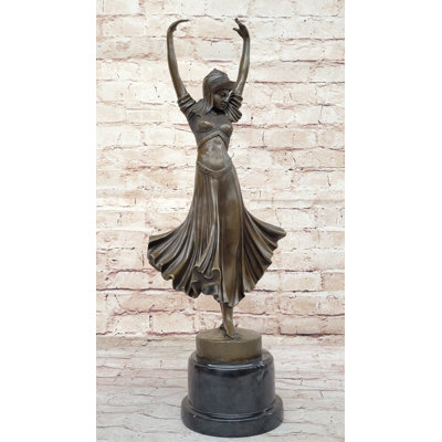 Art Deco Bronze Gypsy Dancer Sculpture by Dimitri Chiparus on Marble Base