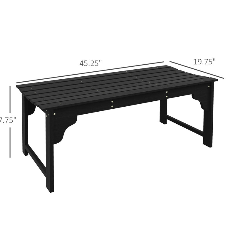 Garden Bench Black, Wooden Outdoor With Slatted Seat. For Conservatory, Balcony. Backless Front Porch Stool. Two, Rustic Look. Easy Assembly. 550 Lbs Capacity. 45.25" L X 19.75" W 17.75" H Black