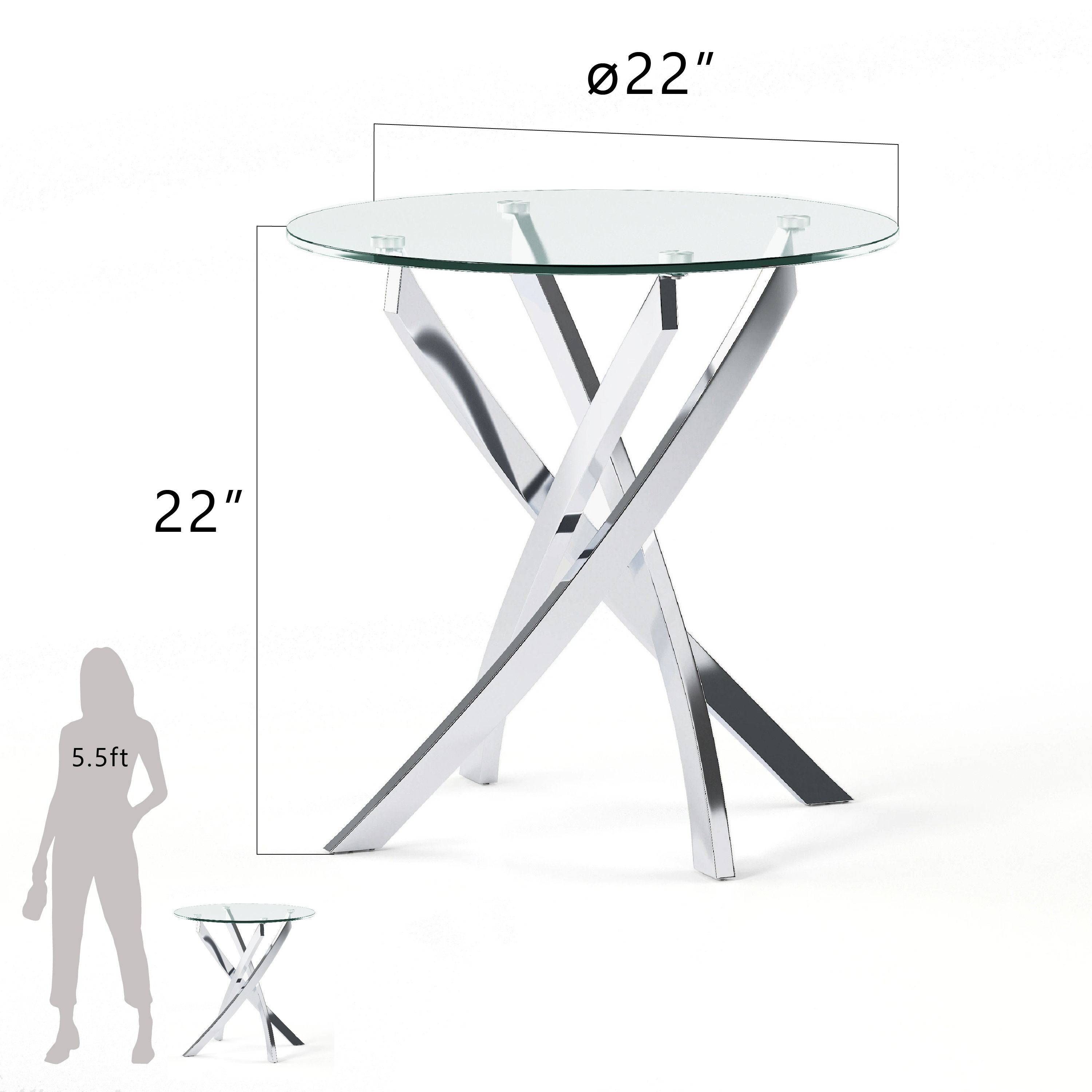 Orren Ellis Magallanes Glass Top Cross Legs End Table & Reviews