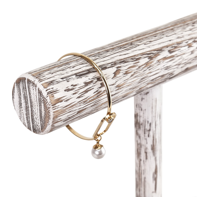 Support à bijoux en bois à 2 niveaux, Blanc antique