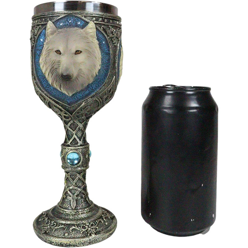 Ebros bleu royal celtique nouage magique Remus loup gris vin calice coupe gobelet 7 oz maison accessoire de cuisine et salle à manger gobelet pour les loups-garous, coyote de Timberolf