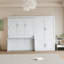 Grand lit escamotable avec placard, blanc