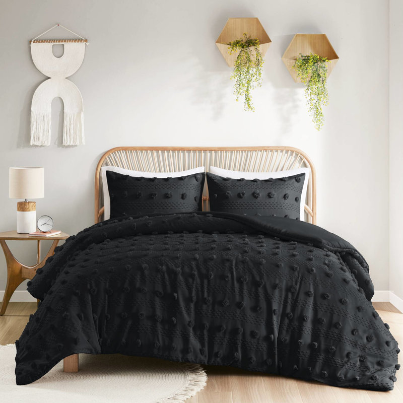 Housse de couette 3 pièces, double / grand, avec envers en microfibre et attaches intérieures, microfibre douce, détails,