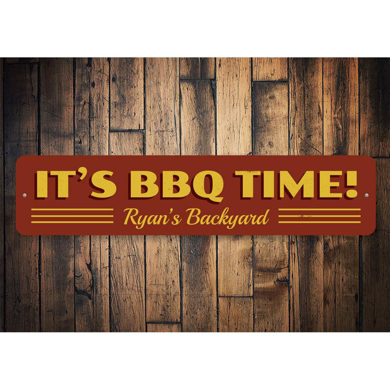 Signe en aluminium BBQ Time, H 6 po x l 24 po x P 0,06 po