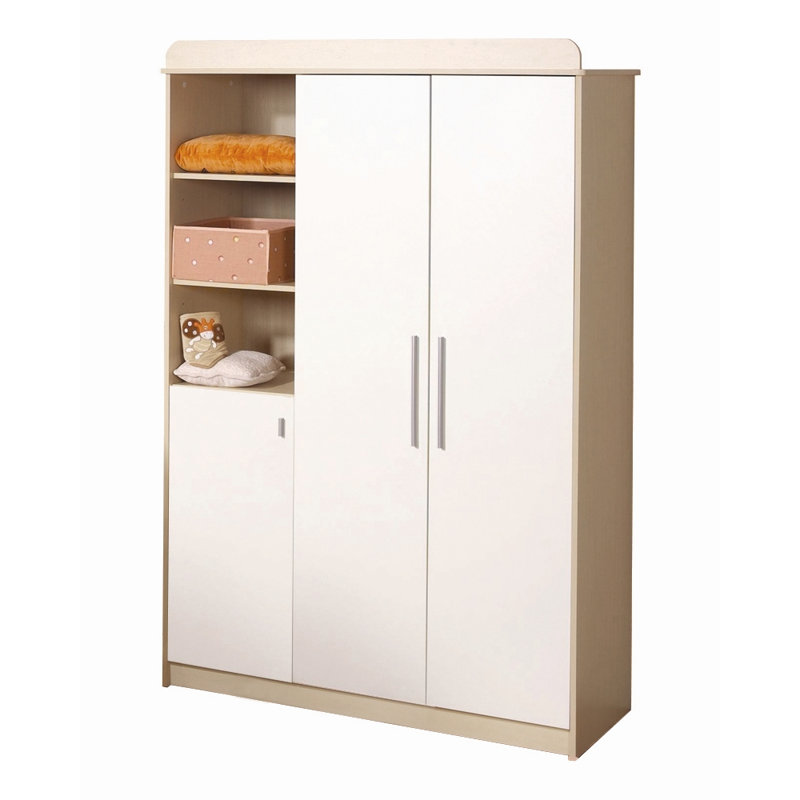 Lena 3 Door White/ Maple Wardrobe