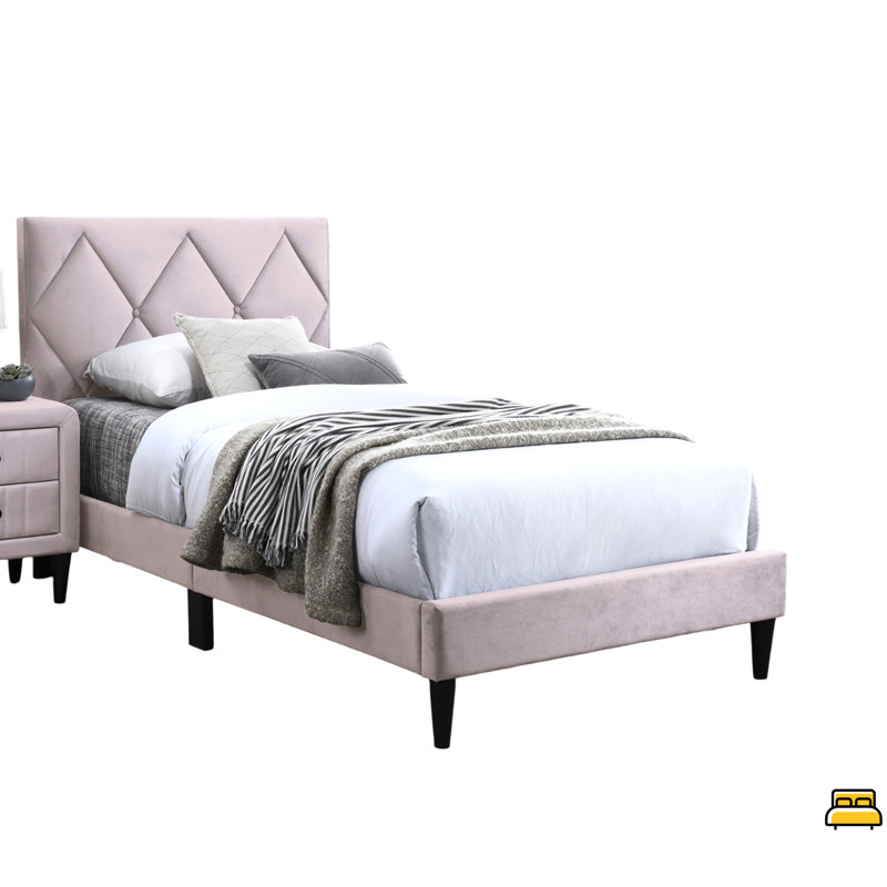 Lit avec tête de lit ajustable 1 pièce, meubles de chambre en velours pour chambre d'enfant, Lit simple, Rose