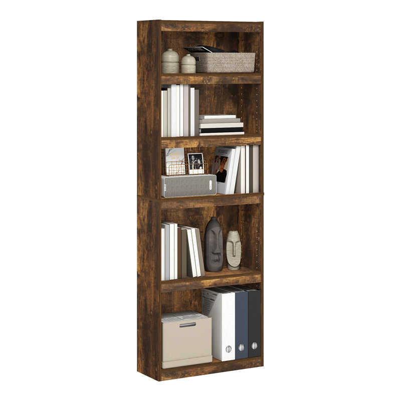 Bibliothèque standard H 71,1 "x l 24,5" Ambellina, Chêne, (5 Shelves) 24.5" W x 71.1" H x 9.5" D