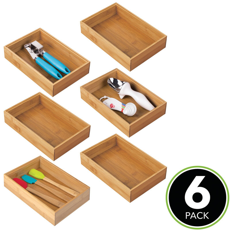 Plateau de rangement en bois en bambou empilable mDesign