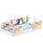 Twin Montessori Floor Bed Frame for Kids with Double-Layer Pocket Storage, Low-Profile Metal Floor Bed with Full-Surround Safety Guardrails, Reversible Bedside Caddy, White, No Slats Included