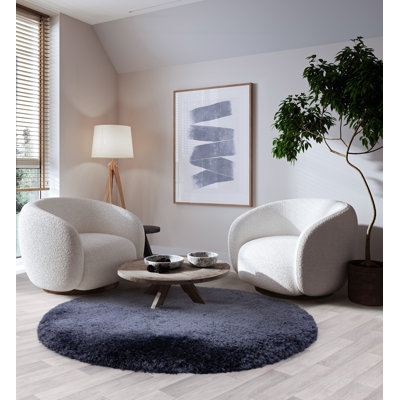 Plush Deep Pile Shaggy Navy Rug