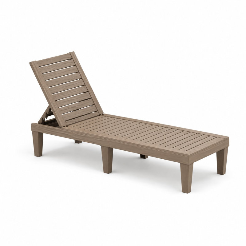 Chaise longue d'extérieur inclinable pour patio avec dossier réglable à 5 positions, Light Brown